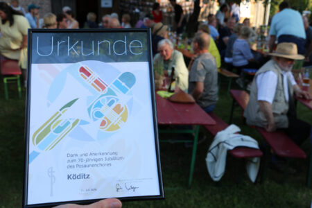 Urkunde des Posaunenchorverbands.